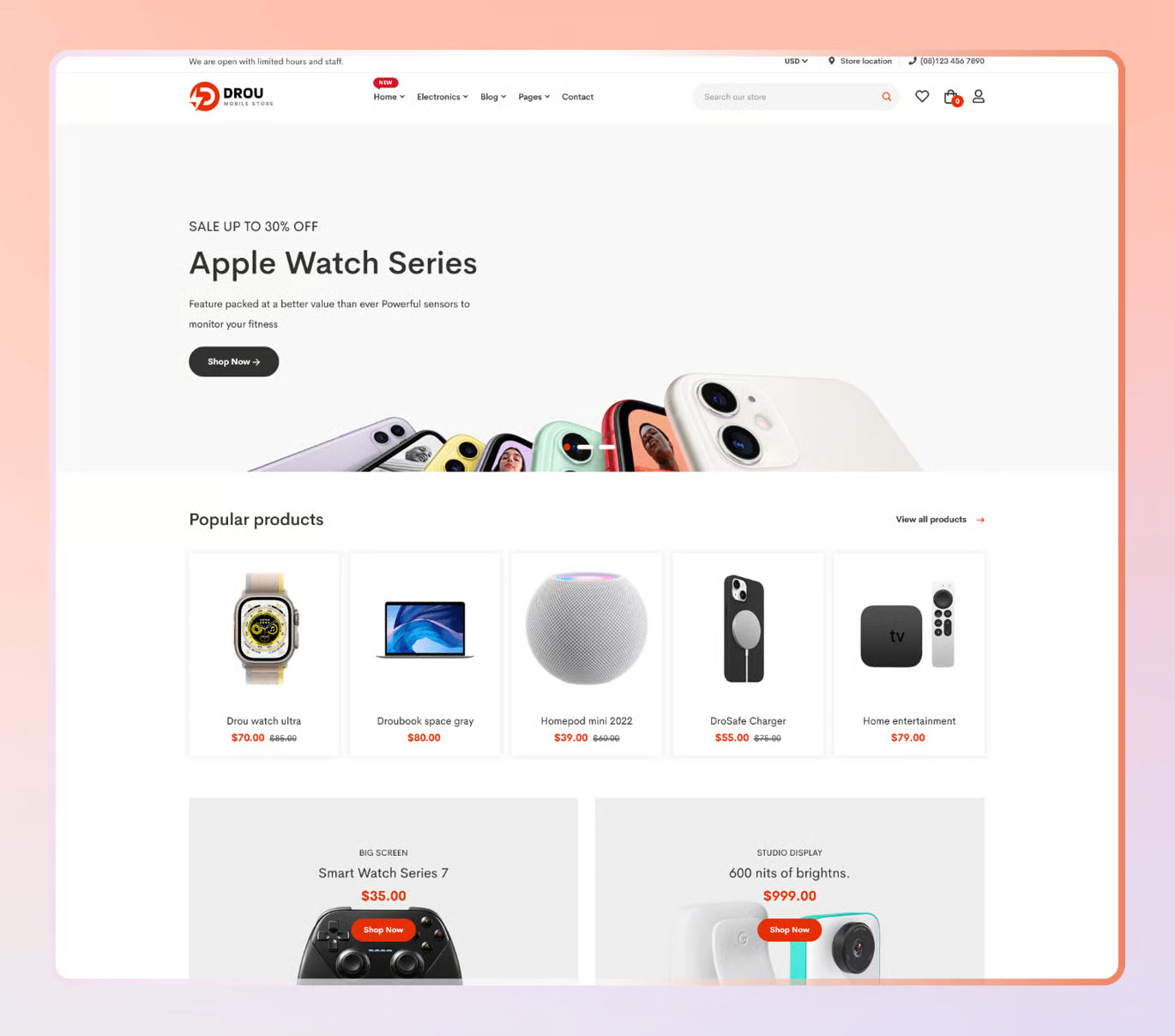 Drou - Tema Shopify 2.0 para tienda de electrónica