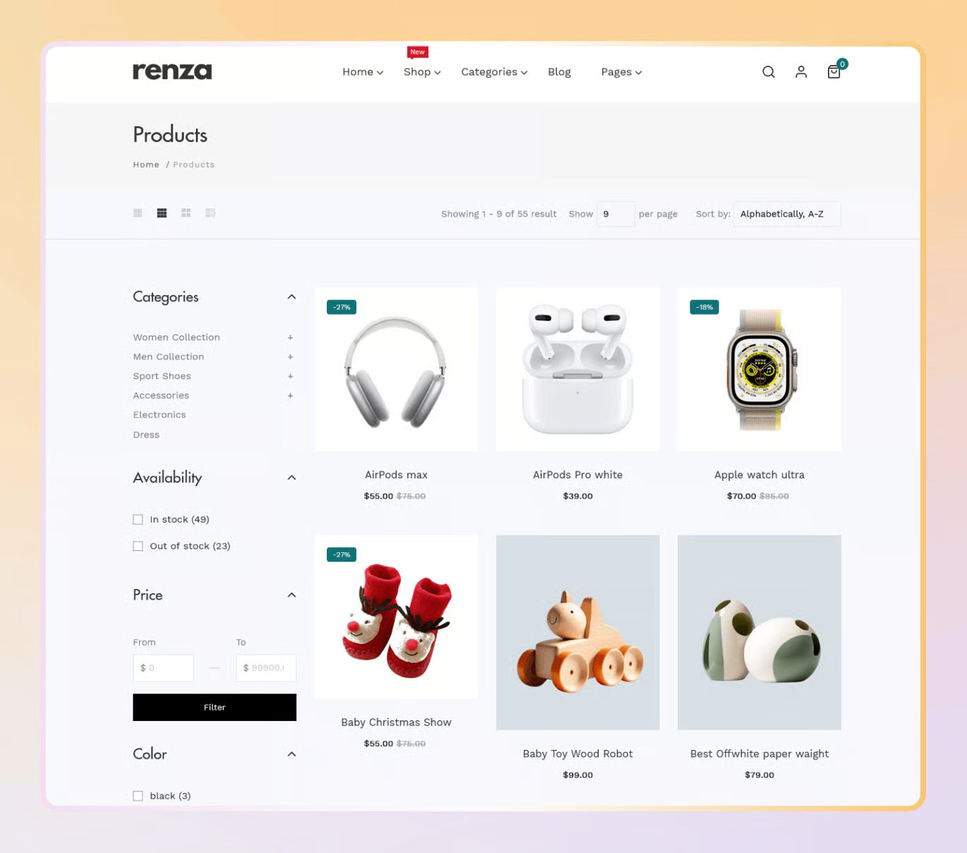 Renza - Tema multipropósito de Shopify para comercio electrónico