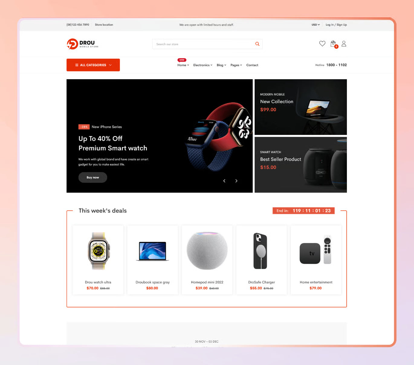 Drou - Tema Shopify 2.0 para tienda de electrónica