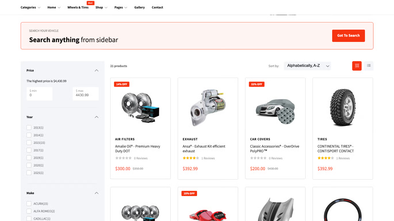 Brator - Tema de Shopify para autopartes