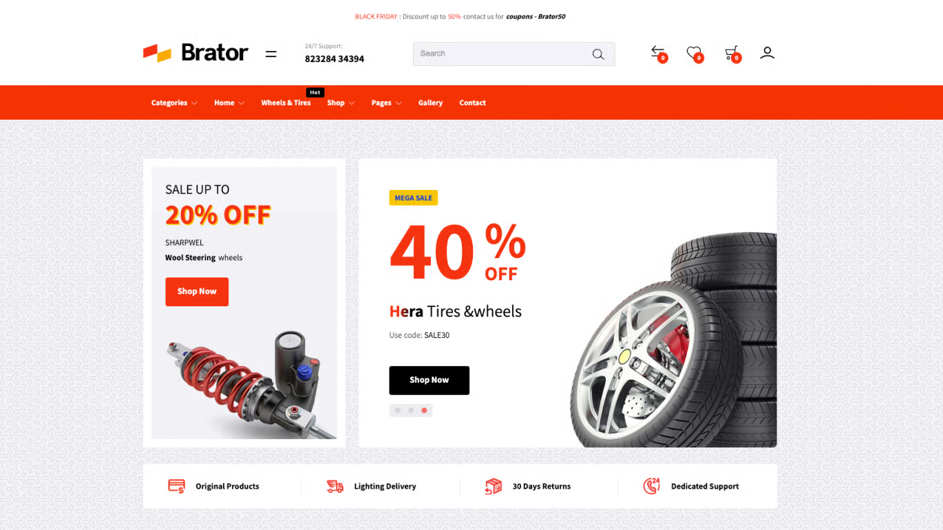 Brator - Tema de Shopify para autopartes