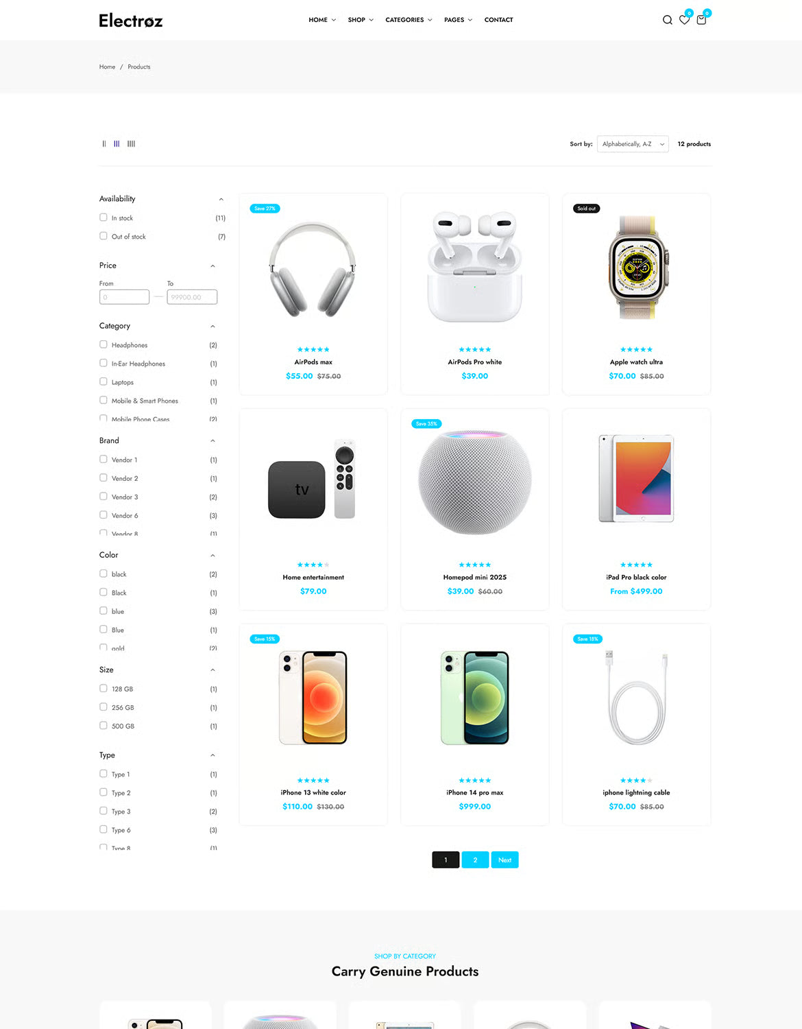 Electroz — Tema limpio de Shopify para tienda de electrónica
