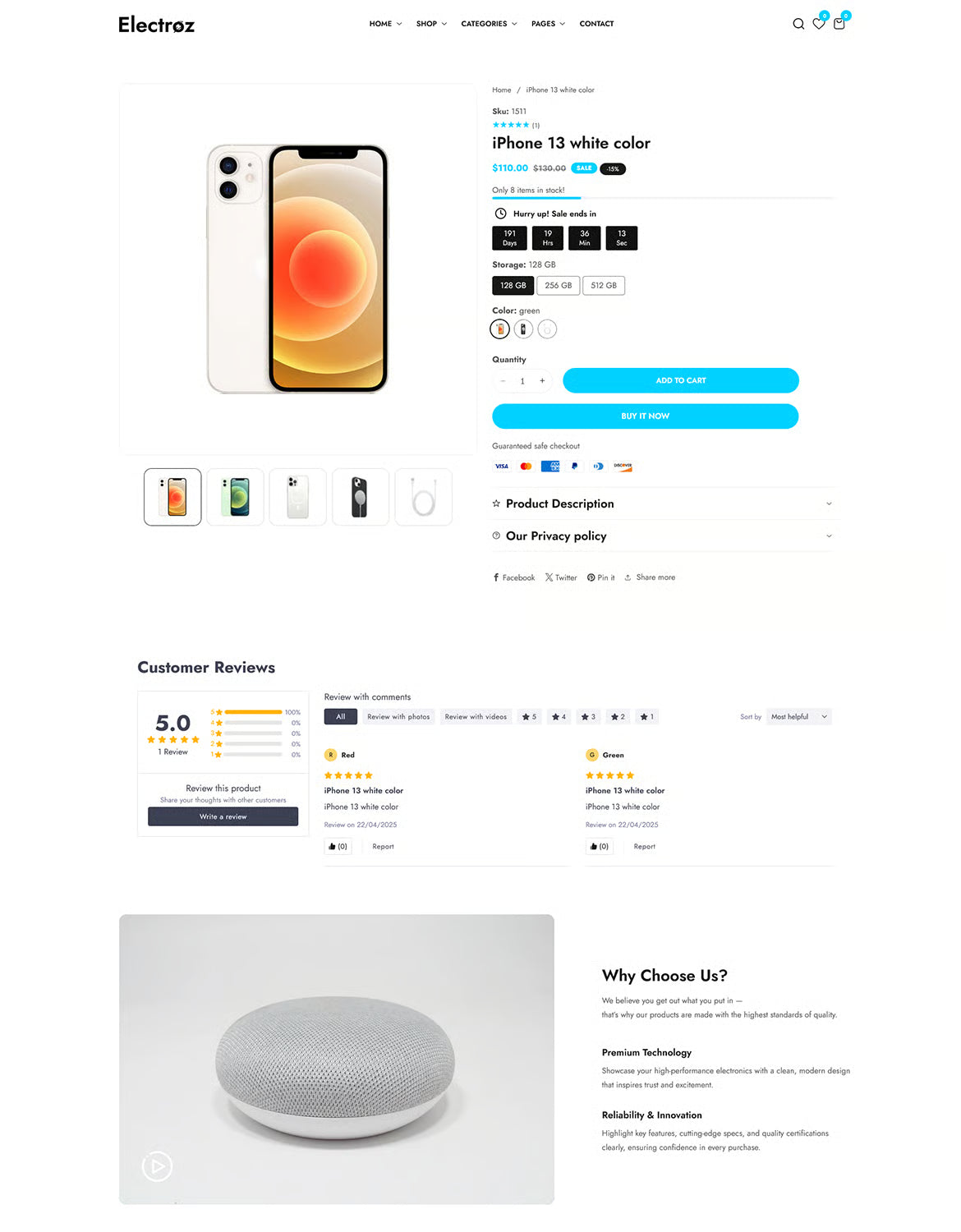 Electroz — Tema limpio de Shopify para tienda de electrónica