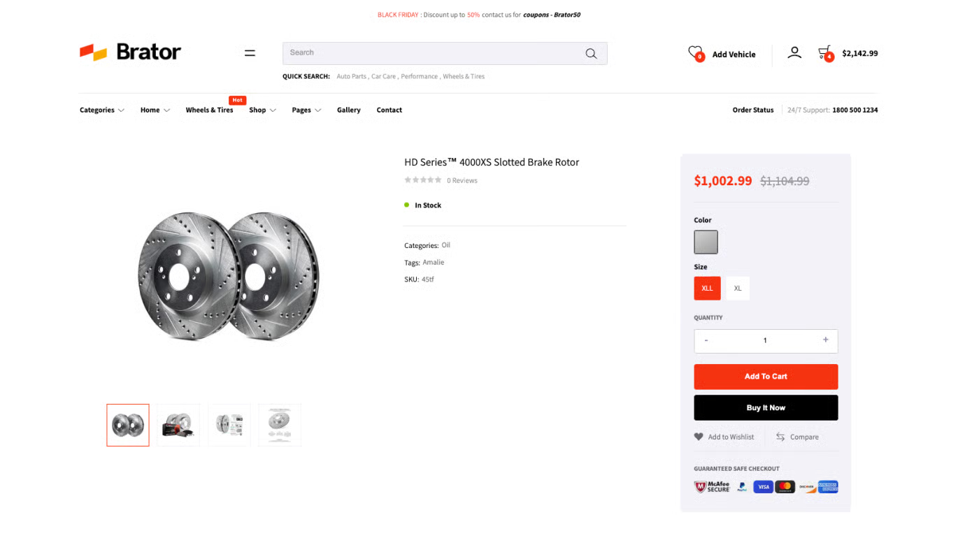 Brator - Tema de Shopify para autopartes