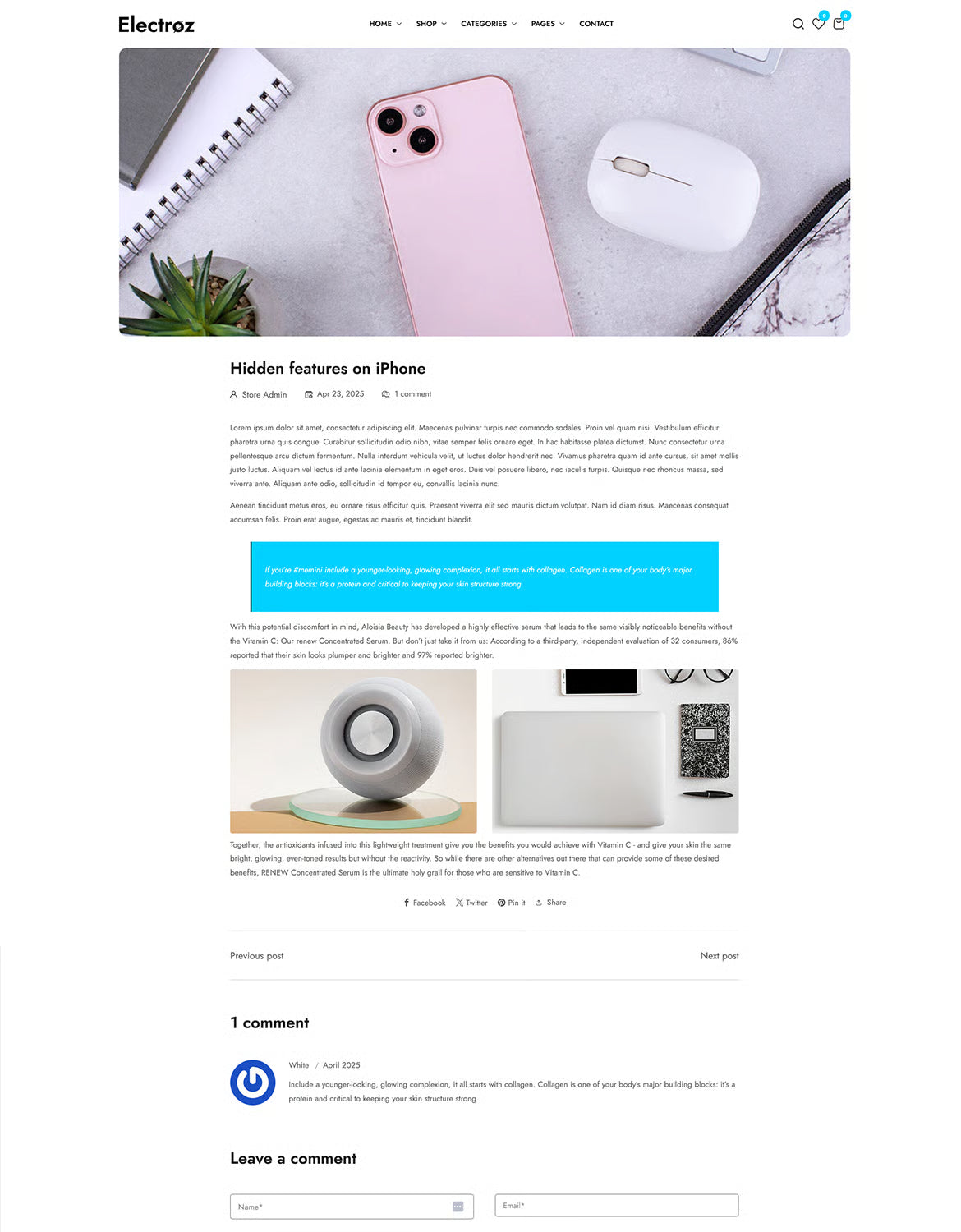 Electroz — Tema limpio de Shopify para tienda de electrónica