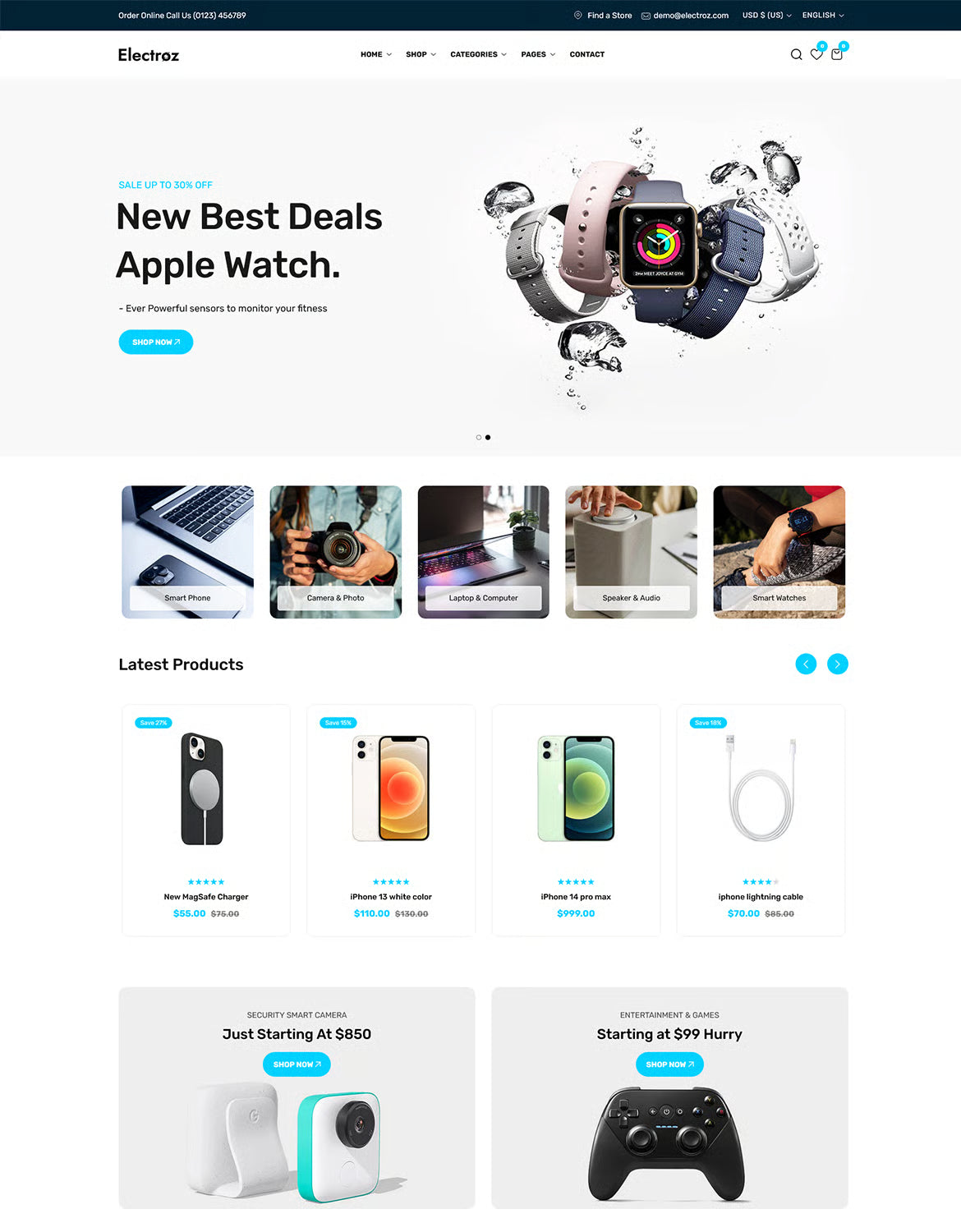 Electroz — Tema limpio de Shopify para tienda de electrónica