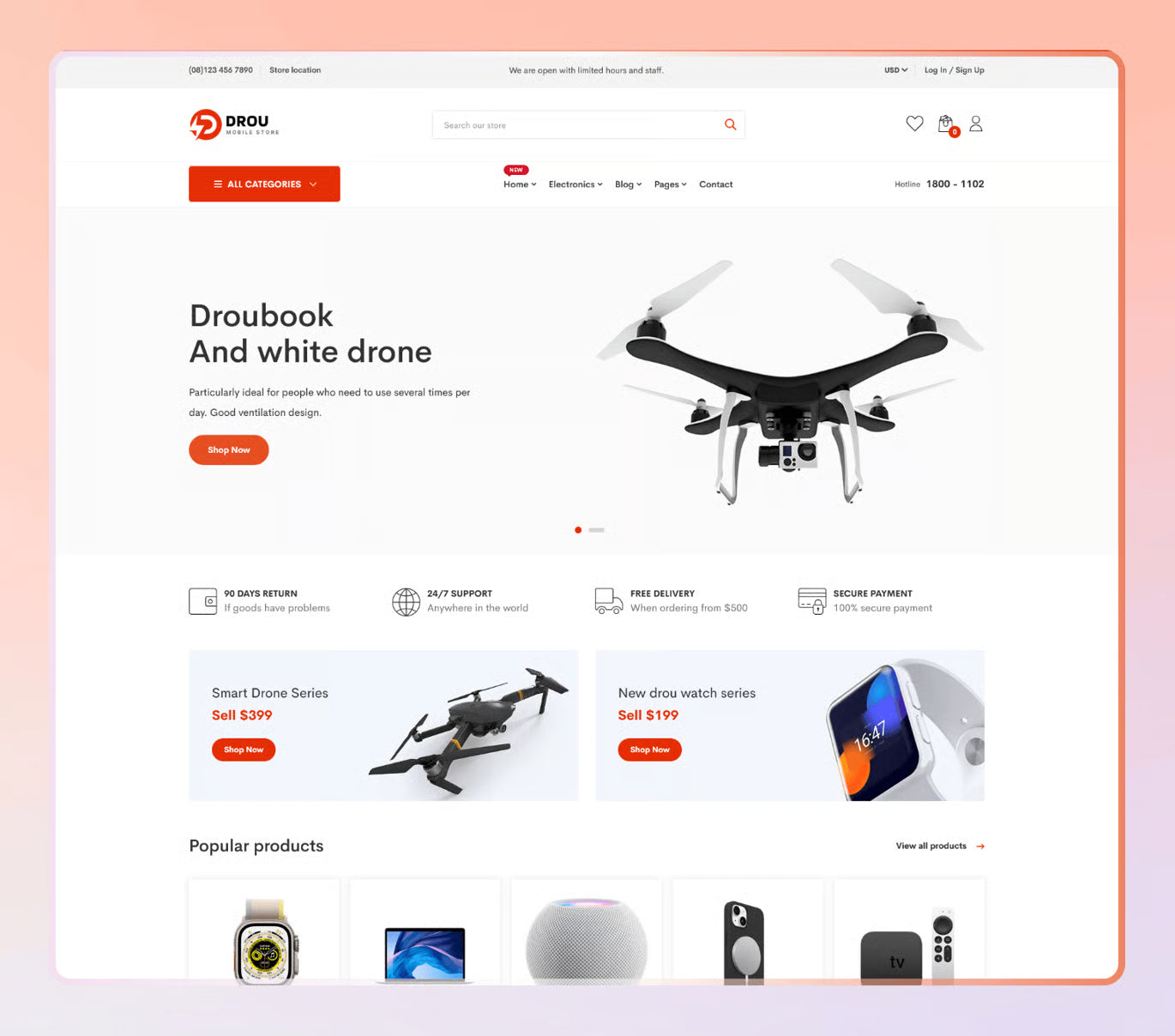 Drou - Tema Shopify 2.0 para tienda de electrónica