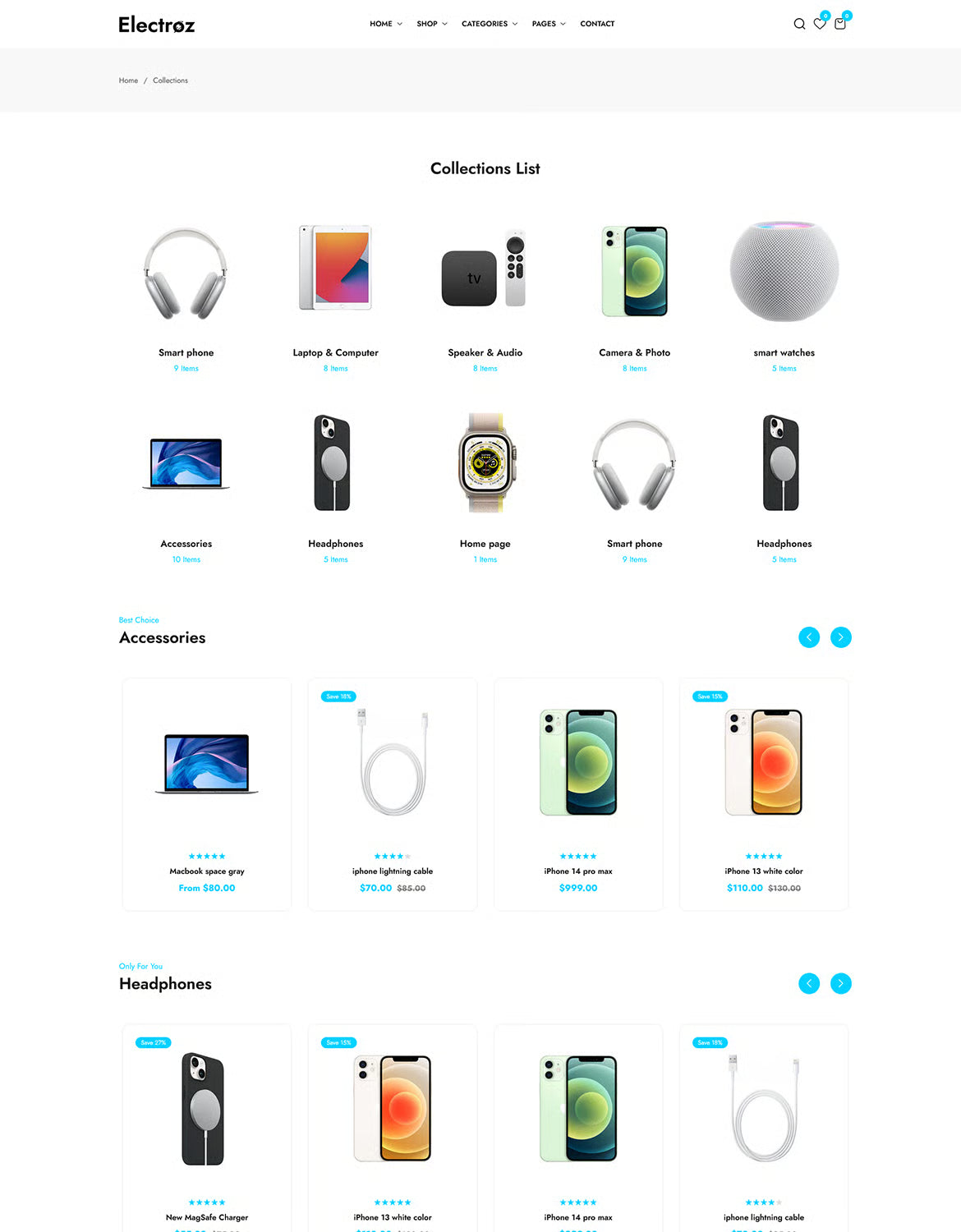 Electroz — Tema limpio de Shopify para tienda de electrónica