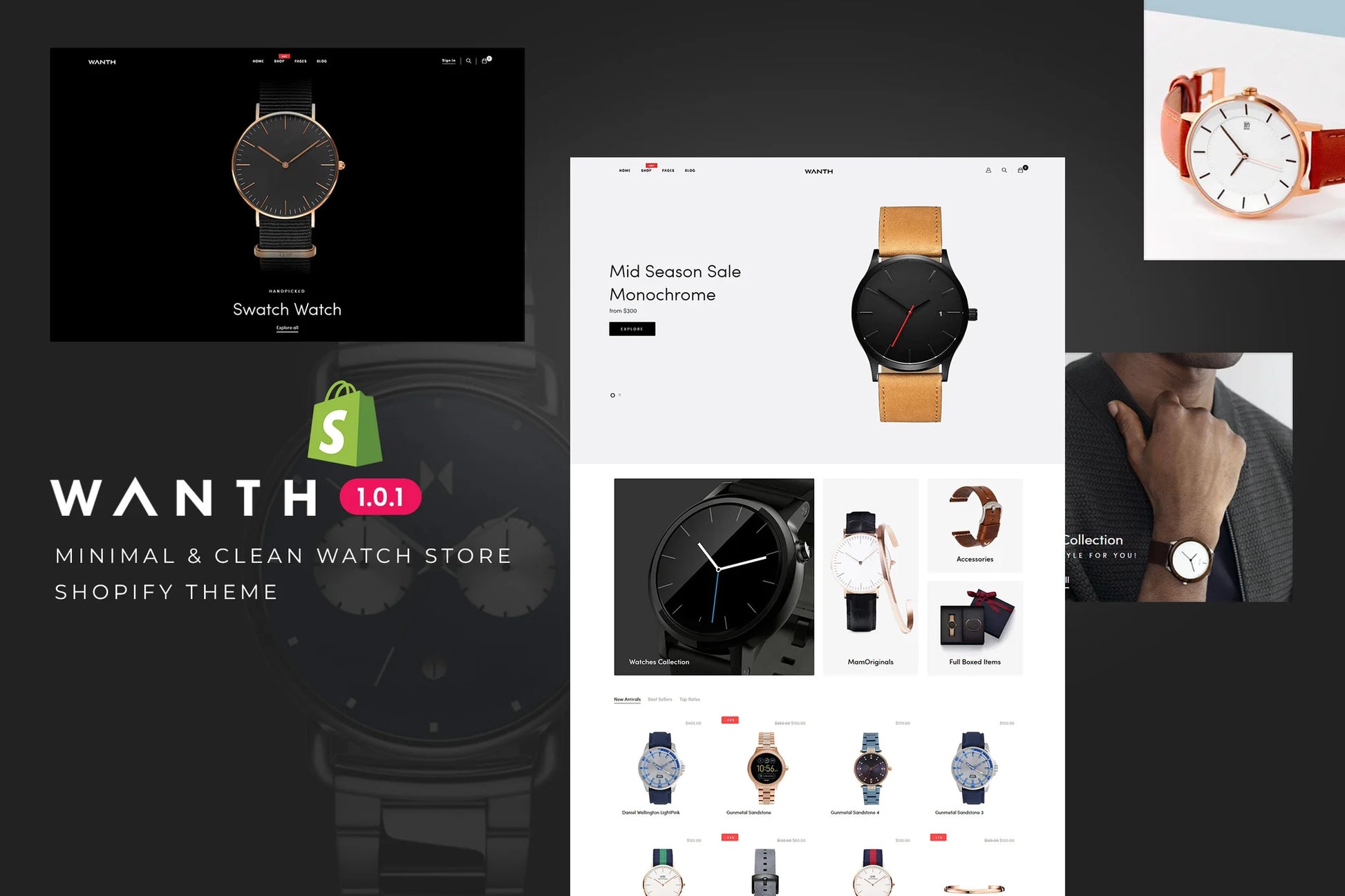 Wanth - Tema de Shopify para tienda de relojes minimalista y limpio